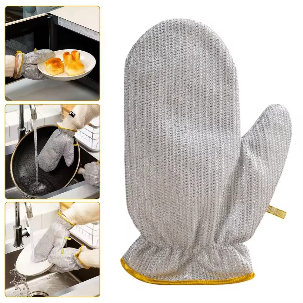 Heavy-Duty Wire Scrubber Dishwashing Mitts